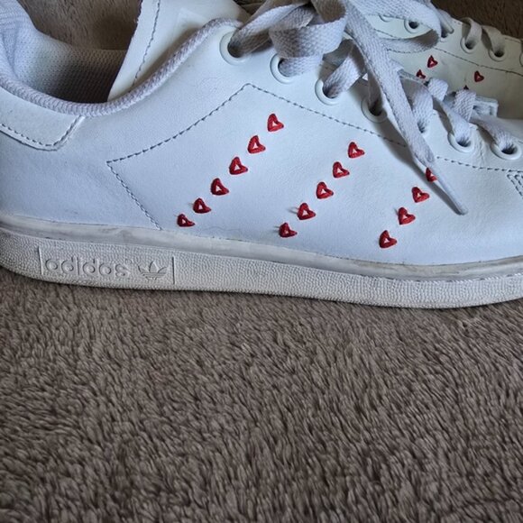 Adidas Stan Smith Heart Stripe White Leather Sneakers size 7 - Picture 2 of 13